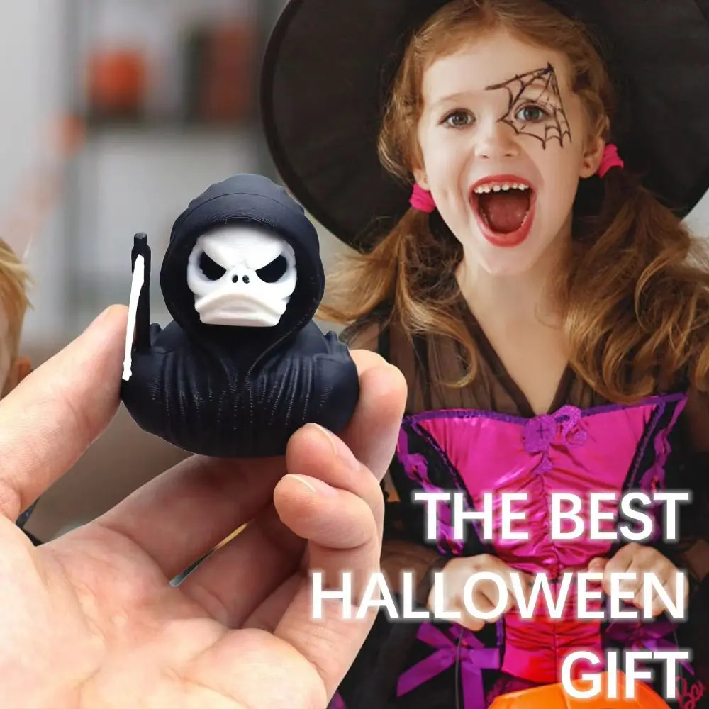 

3D Printed Halloween Duck Anime Figure PLA Model Spooky Halloween Duck Figurine Funny Doll Ornament Grim Reaper Duck Ornament