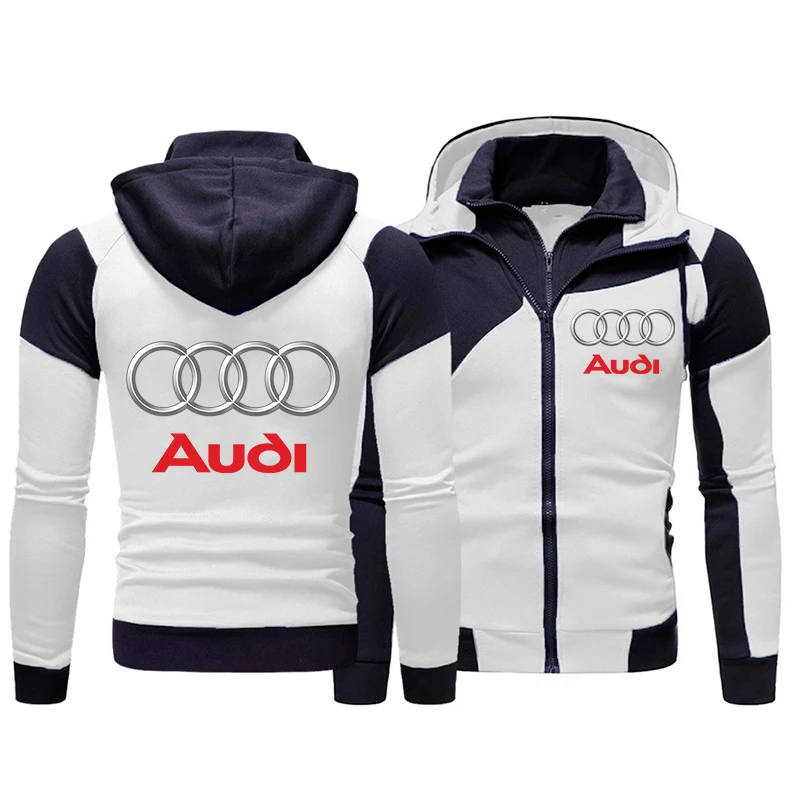 Herren Hoodie Jacke Audi Auto Logo Print Motorradjacke Mode Lässig Motorsport Strickjacke Reißverschluss Hoodie Audi Herrenbekleidung