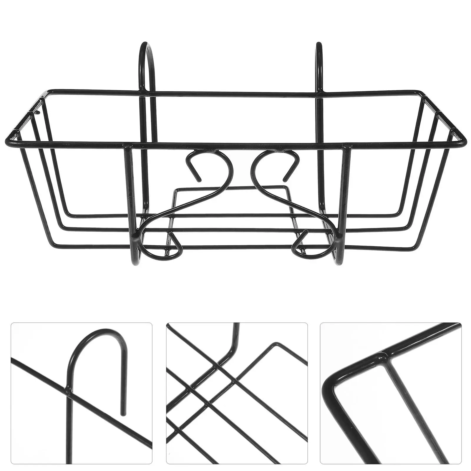 Heavy Duty Iron Wall Mounted Flower Pot Holder Rust Resistant Black Coated Planter Rack for Balcony Indoor Outdoor Garden