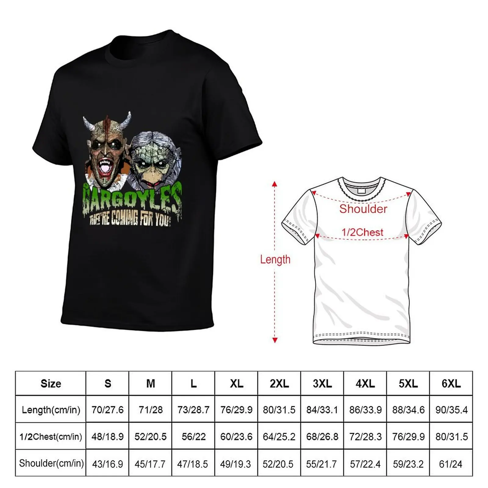 Gargoyles 1972, distressed T-Shirt Fashion Casual Short Sleeve Top