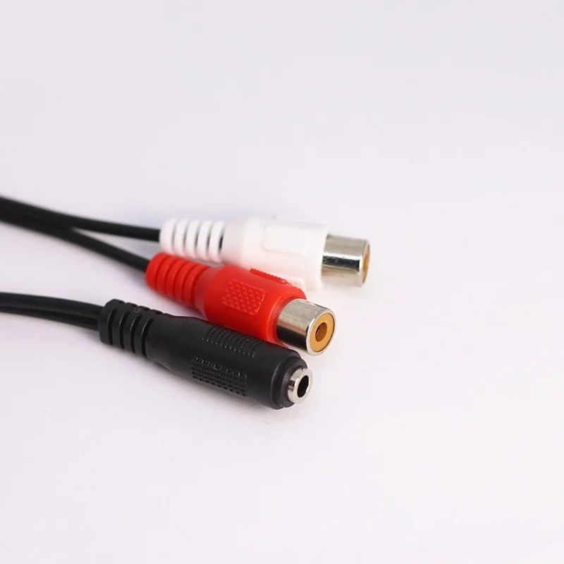 Universal 3.5mm Stereo Audio Female Connector Jack To 2 RCA Female Socket To Headphone 3.5 Y Adapter Cable Q1