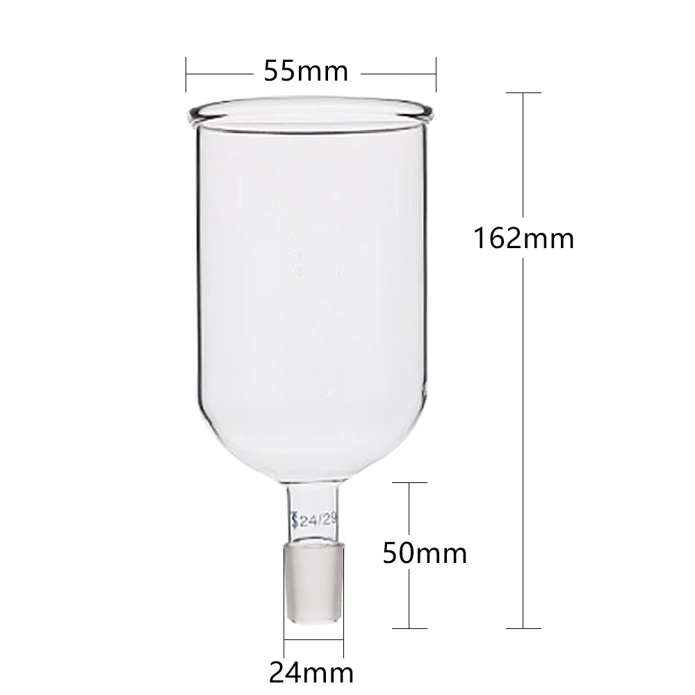 Embudo de vidrio cilíndrico (interfaz estándar), instrumento de vidrio para experimentos químicos, resistencia a altas temperaturas, 50-1000ml