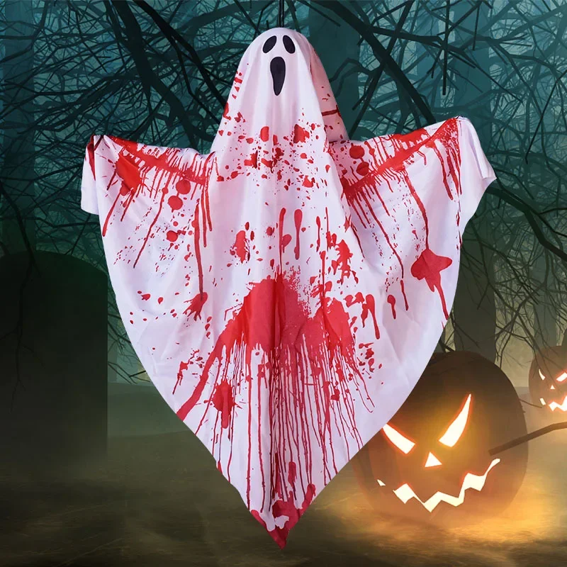 

1-24PCS Halloween Hanging Ghostly Bloodcloth Horror Set Haunted House Escape Room Escape Room Horror Props Halloween Decorations