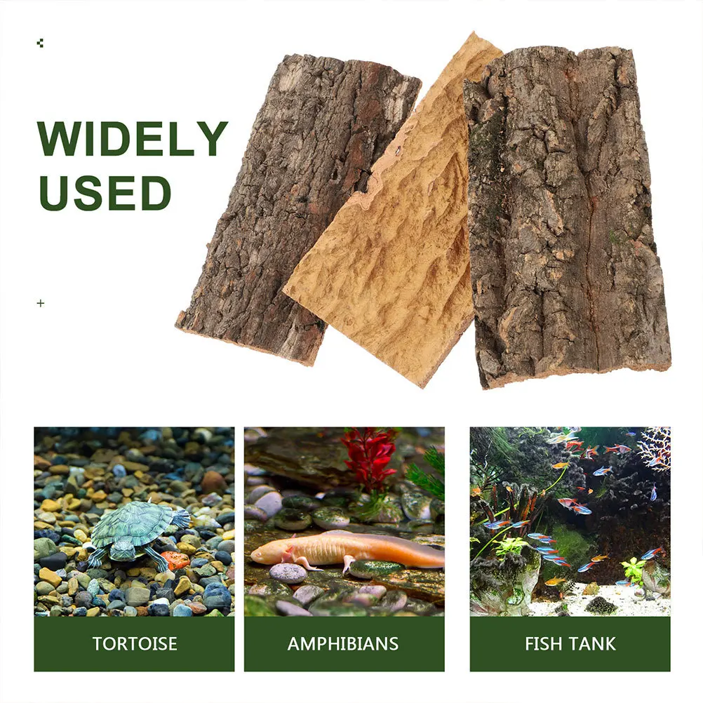 

2Pcs Decorative Aquarium Bark Reptile Tank Supplies Natural Cork Bark for Reptiles Creation for Lizards