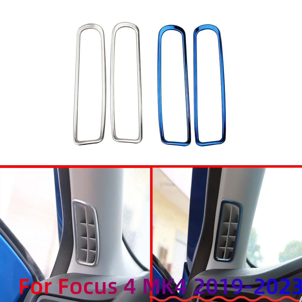 Car Pillar Front Air Outlet Vent Cover Trim Lid for Ford Focus Mk4 2019-2023 ST Line Stainless Interior Accessories Decoration