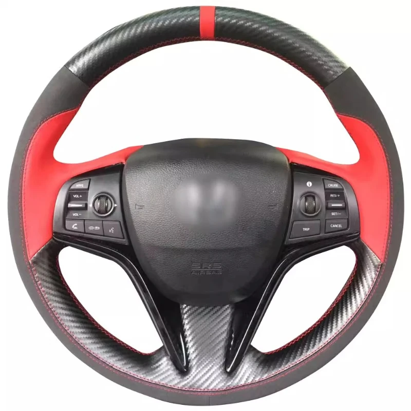 

For ACURA CDX hand-stitched high-quality non-slip genuine leather Carbon Fiber car steering wheel cover