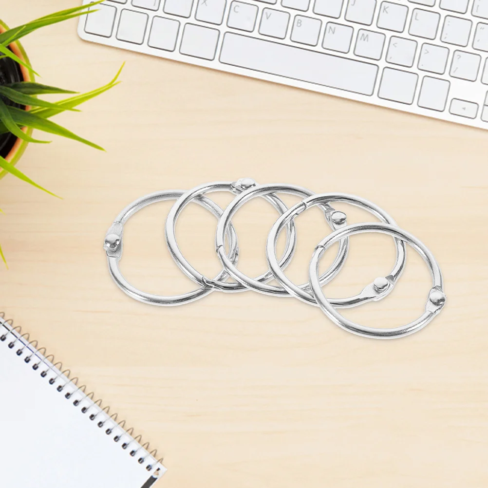 20Pcs Compact Binder Rings Safe Hollow Nail Design for Kids DIY Booklets Paper Organization Metal Ring Clips Binding Supplies