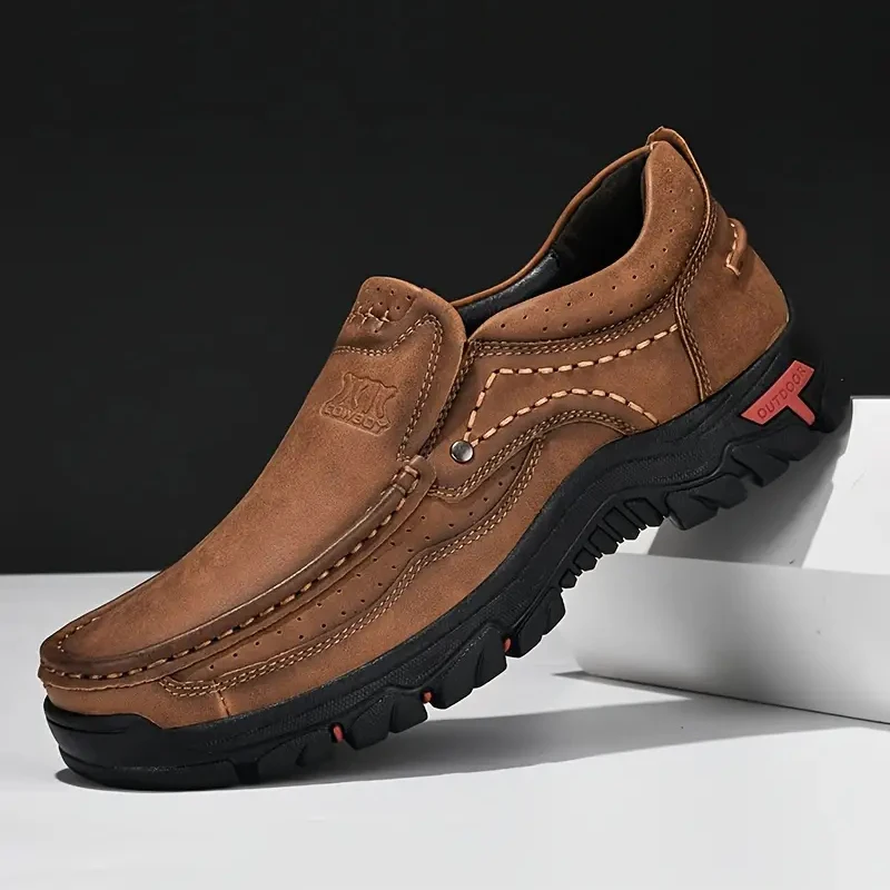 Dikke Zool Mannen Loafers Handgemaakte Outdoor Sneakers Mannen Lederen Vrijetijdsschoenen Slip Op Lente En Herfst Man Schoeisel Plus Maat 39-48