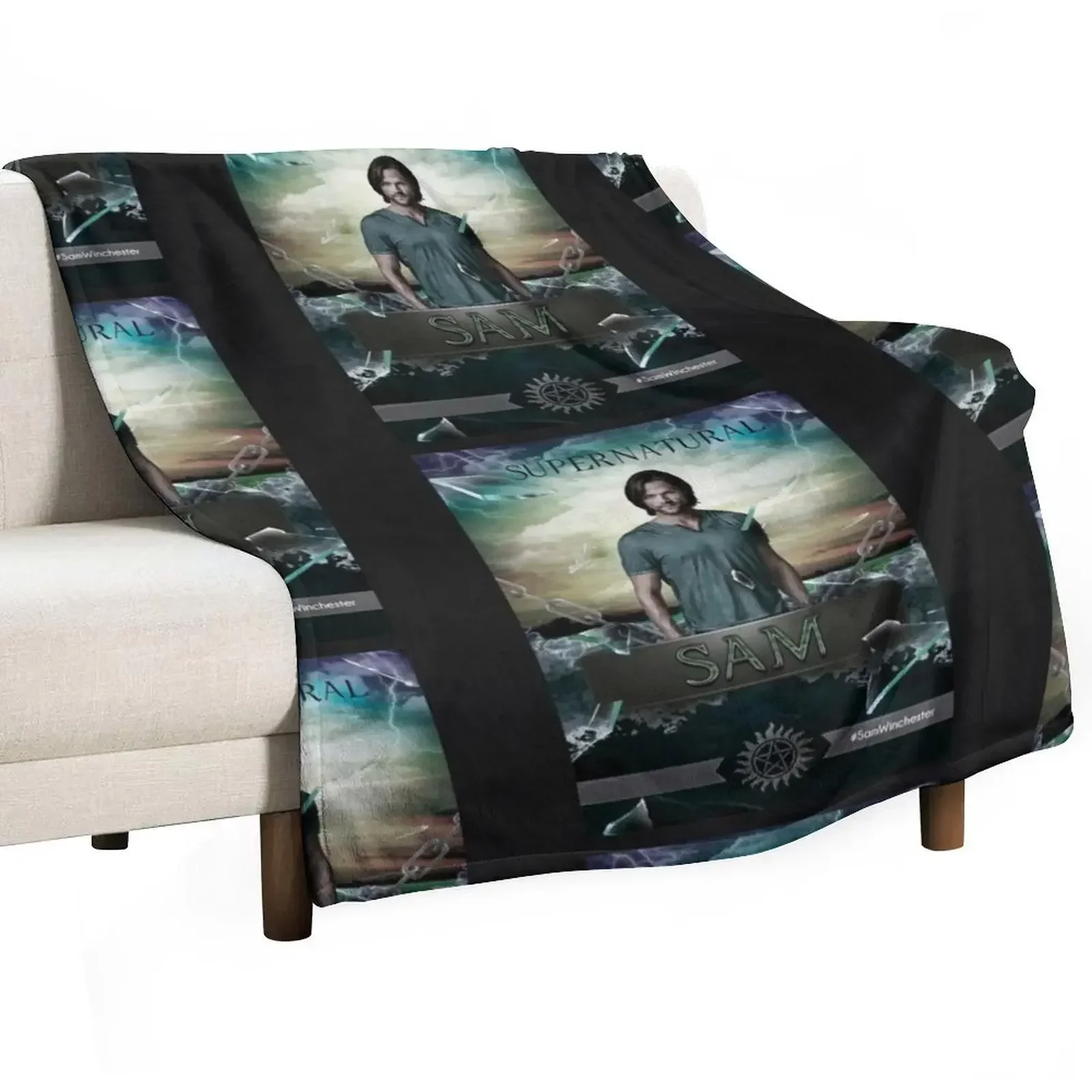 

Sam Winchester Throw Blanket Soft Plush Plaid Flannel Fabric Cute Plaid Beach Blankets