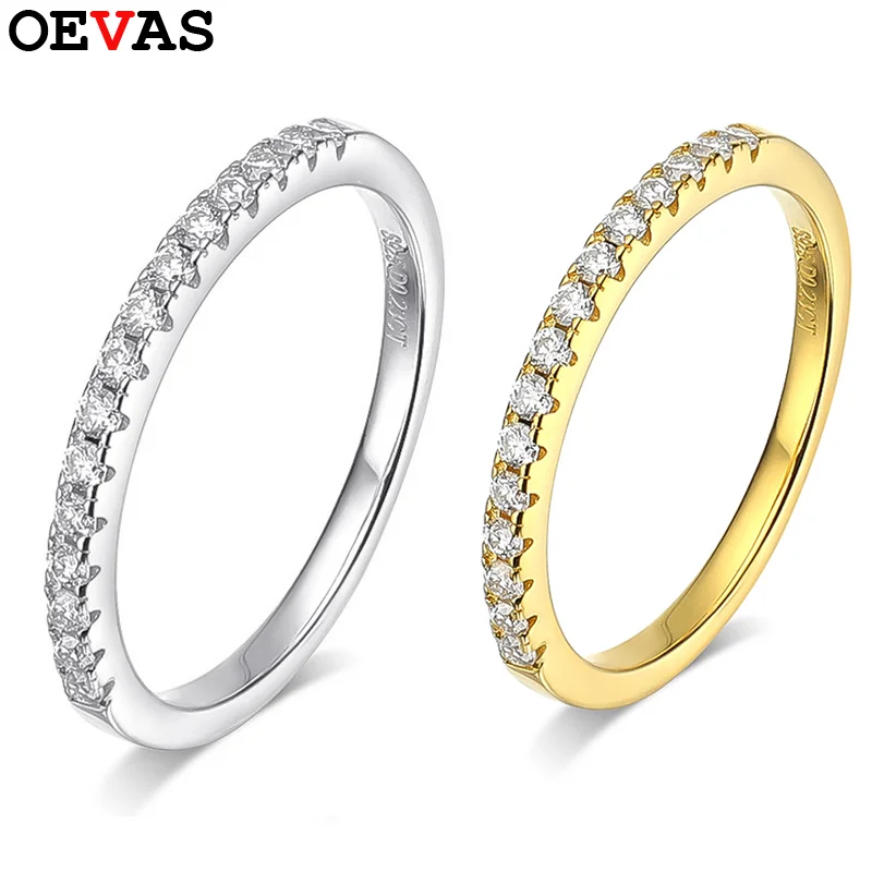 OEVAS – bague en Moissanite véritable, 1.5MM, couleur or blanc 18K, argent Sterling S925 pour femmes, cadeaux d'anniversaire scintillants, vente en gros