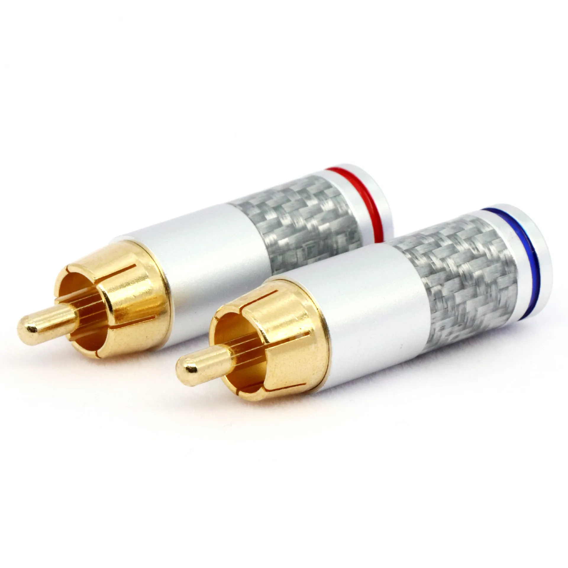 Musical Sound Carbon Fiber RCA Male Adapter Connector for Audio Video Coaxial Cable Solderness Gold Plating Audio Adapter