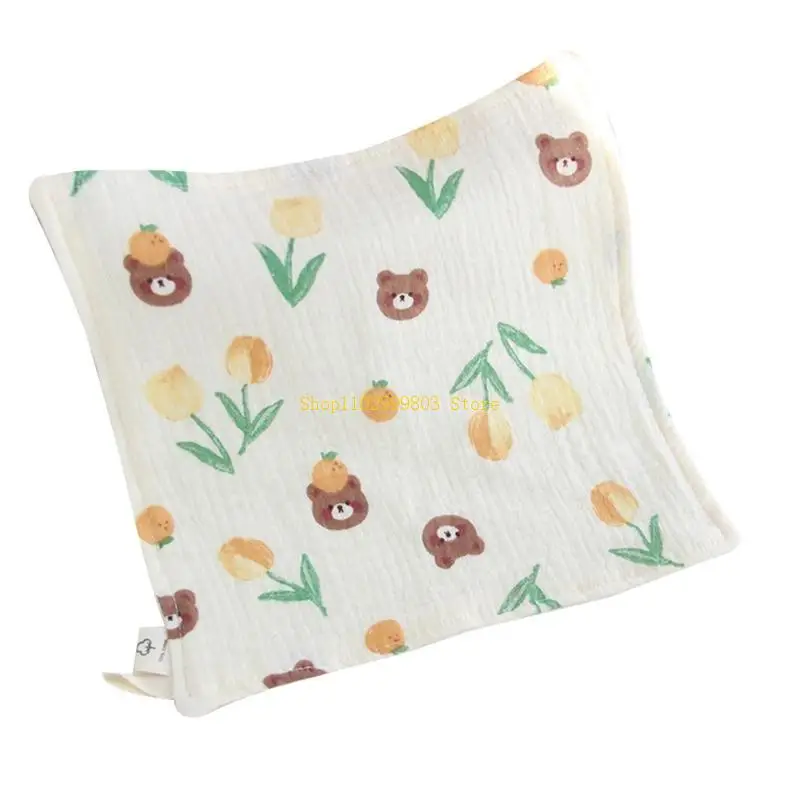 4-طبقات منشفة قطن للأطفال الكرتون الأزهار طباعة منشفة ماصة الوجه تنظيف الملابس لوقت الاستحمام وساعة الأكل J0MF #4