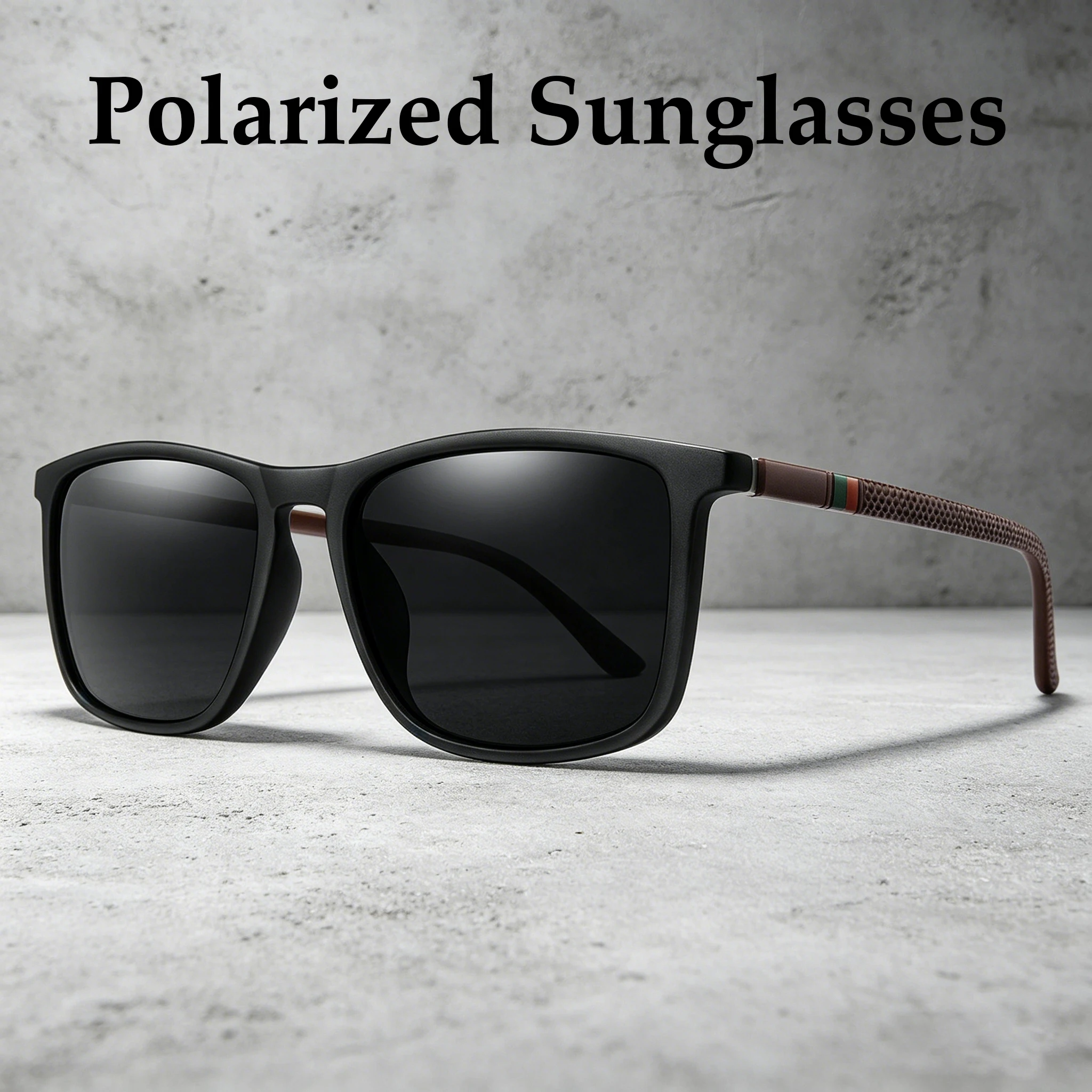 Men's Classic Polarized Sunglasses Square Frame Thin Legs Lightweight Glasses for Fishing Driving Running Hiking Unisex UV400