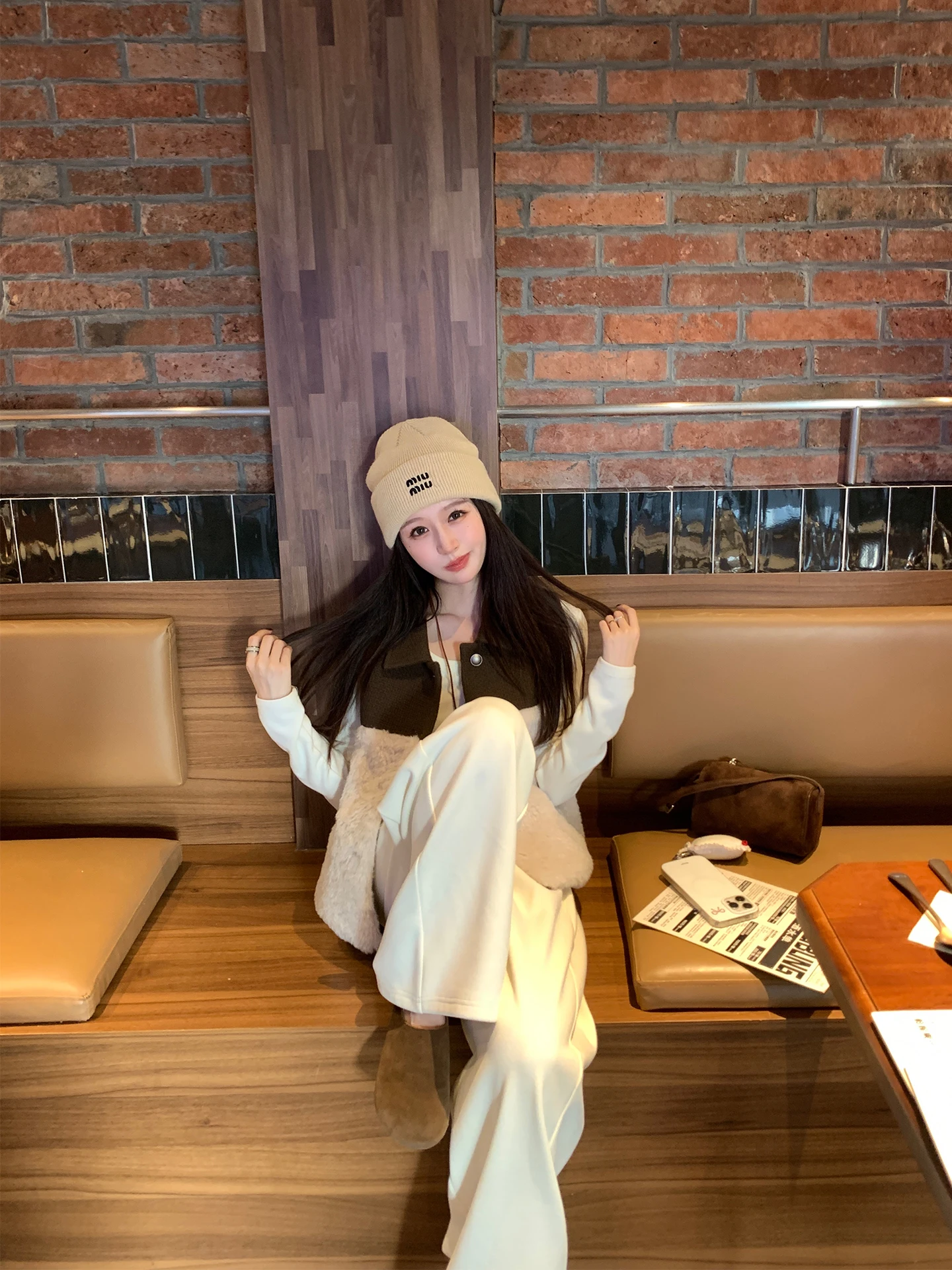 

Fce Lined Svel Collar Vest Women's Layering Outerwear Yangyang YANUOYU Mouse Tail Letter Patchwork