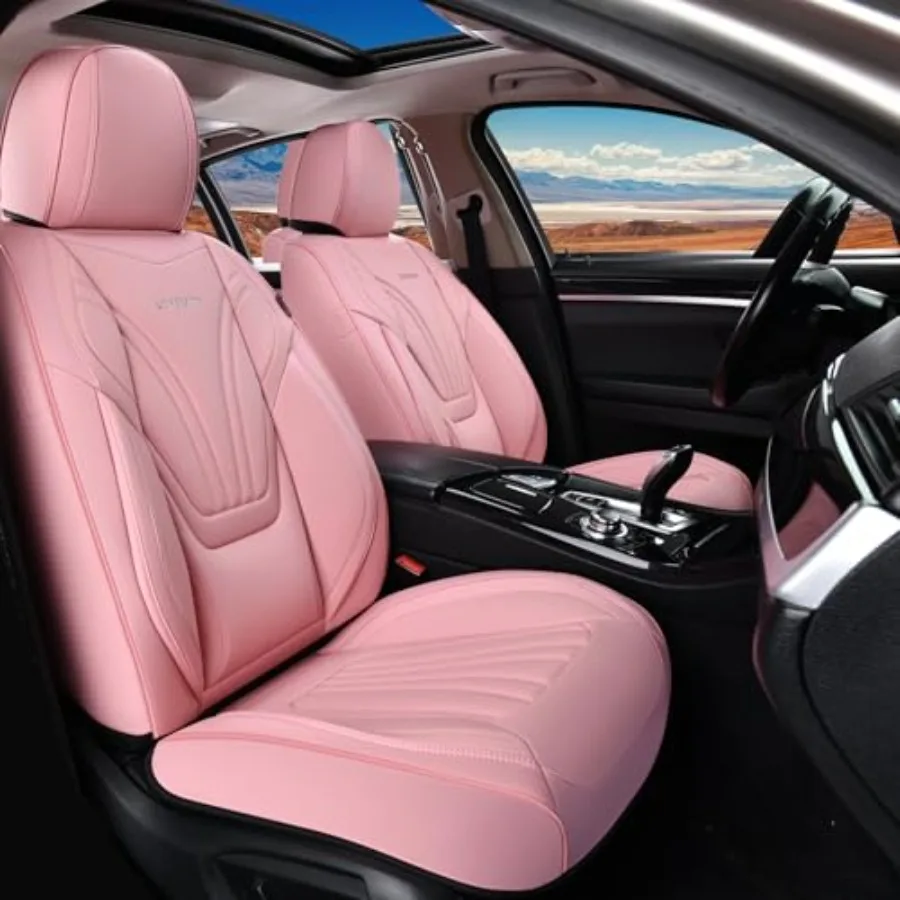 

Car Seat Covers Seats, 2 Pcs Car Seat Protector with Lumbar Support and Removable Headrest, Breathable Leather Seat Cushion Uni