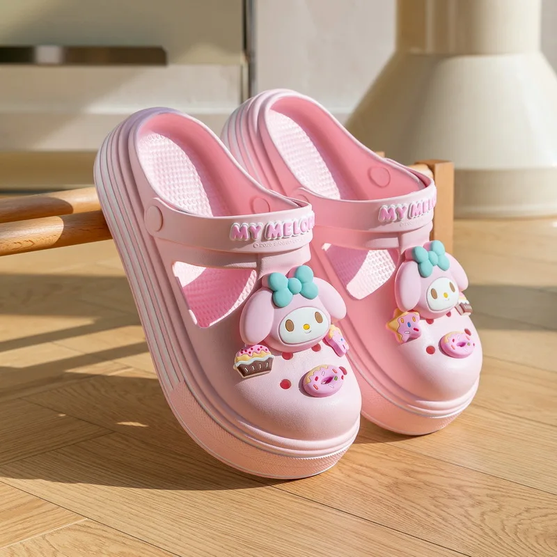 

Hello Kitty Slippers My Melody Kuromi Women Summer Girl Cinnamoroll Cartoon Sandals Anti Slip Beach Shoes Bottom Home Slipper