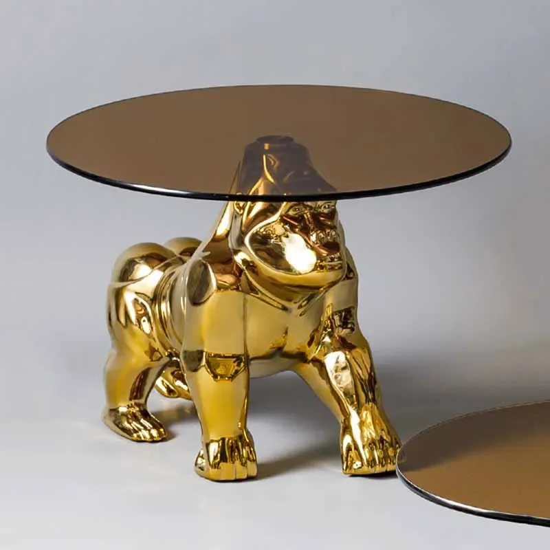 Modern Art Furniture Tea Table Tempered Glass Edge Table Living Room Sofa,Office Next To Decor,Dog,Gorilla Animal Coffee Table