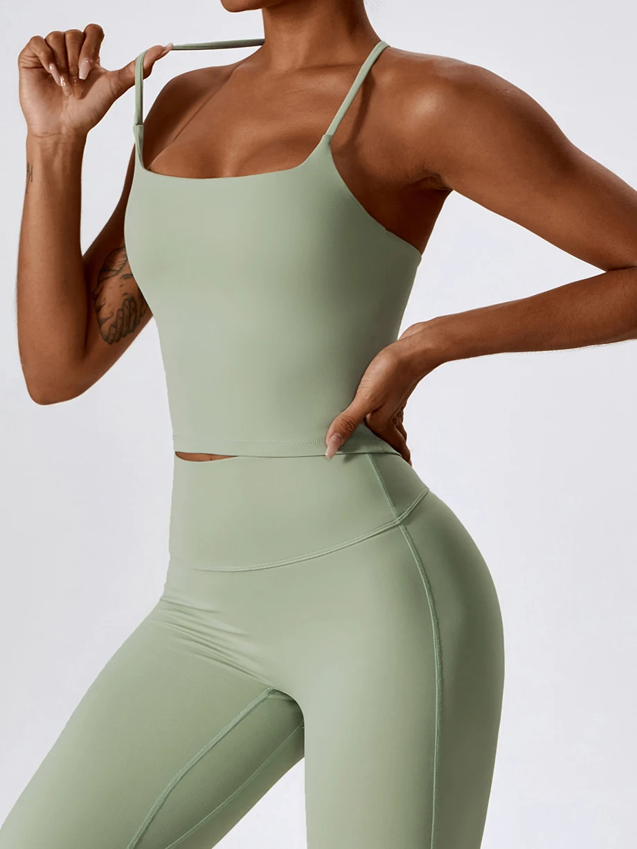 SALSPOR Push Up Sexy Seamless Gym Set Women Fashion Solid Color Fitness Pants Sets Seamless Summer Sport Casual Corset Top