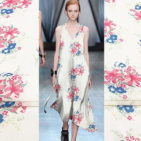 

12 Momme Floral Georgette — белая ткань из 100% тутового шелка