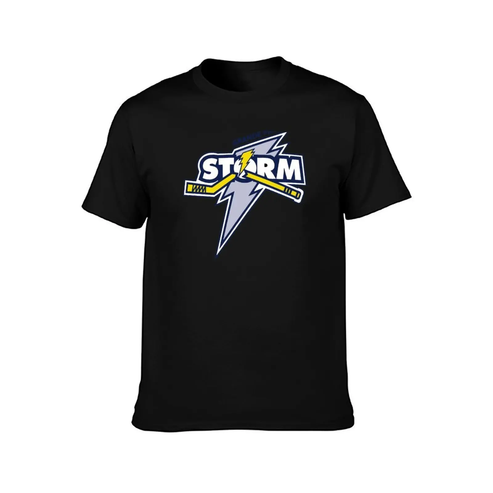 Grande Prairie Storm Hockey T-Shirt, Summer Casual Cotton Tee, Oversized Streetwear Tops, Vintage Graphic Print, 100% Cotton