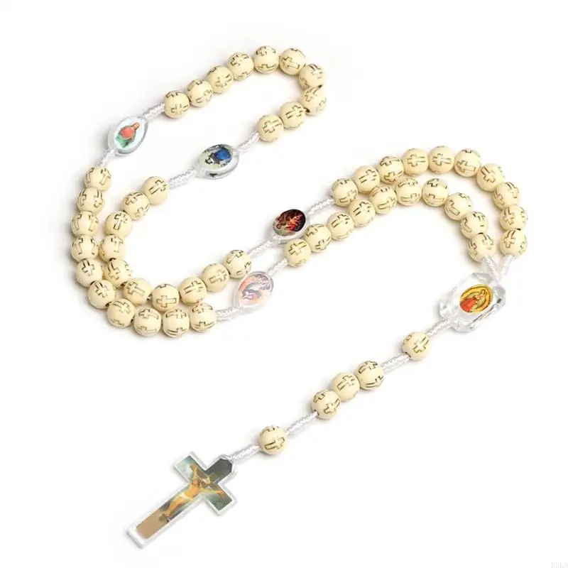 Collier perlé unique K3KD avec pendentif croix fait à main