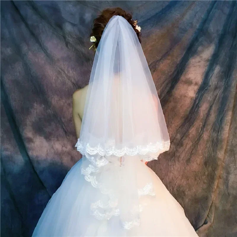 

Дешевая свадебная фата, короткая фата цвета слоновой кости, свадебные аксессуары, аксессуары для свадьбы