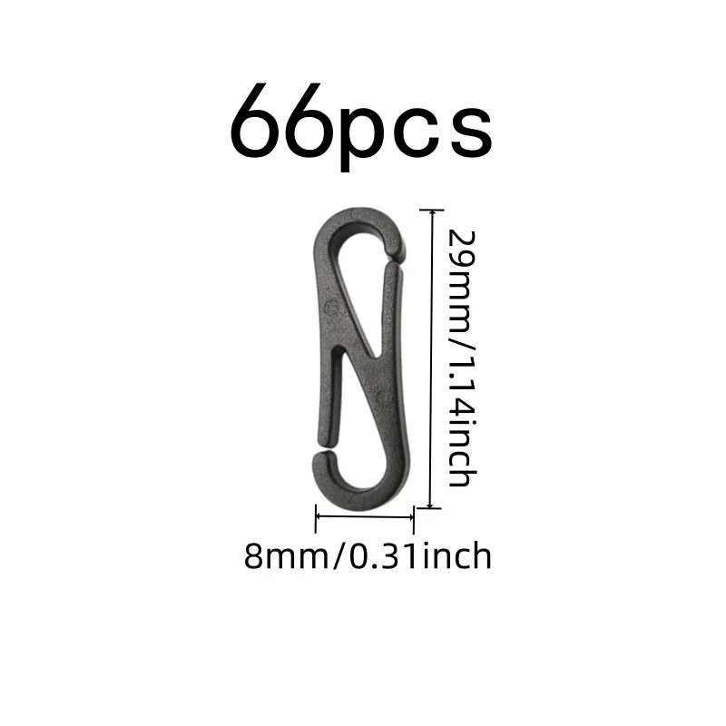 66 pcs Plastic Spring Hooks, Double Head Connection, Bag Accessory Fixing Daily Small Item Hanging, Lightweight Plastic
