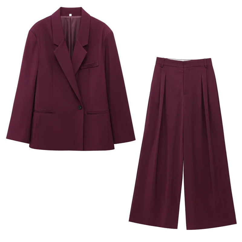 

Women's Fashionable Loose Casual Blazer and Trousers