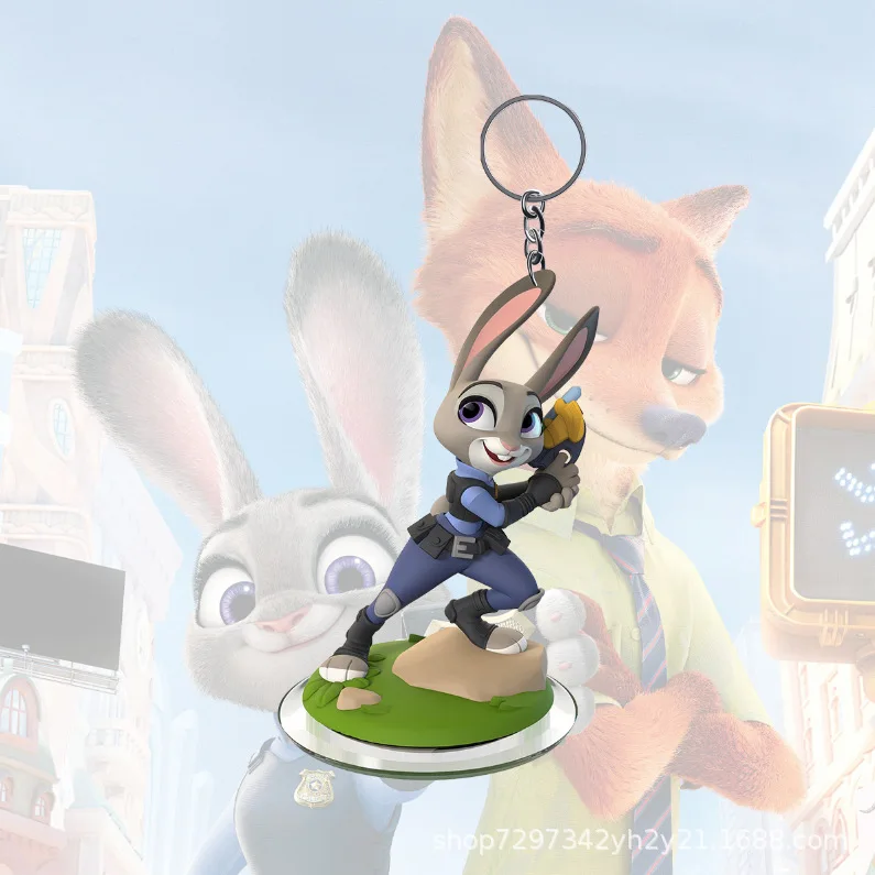 Zootopia keychains  animation peripherals cartoon peripheral acrylic  Judy the Fox and Rabbit for both men and women