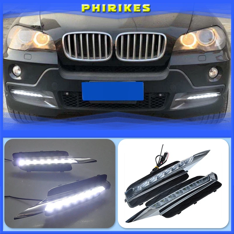 

1Pair DRL For BMW X5 E70 2007 2008 2009 2010 Daytime Running Lights Daylight Car auto LED Fog Head Lamp Light Cover