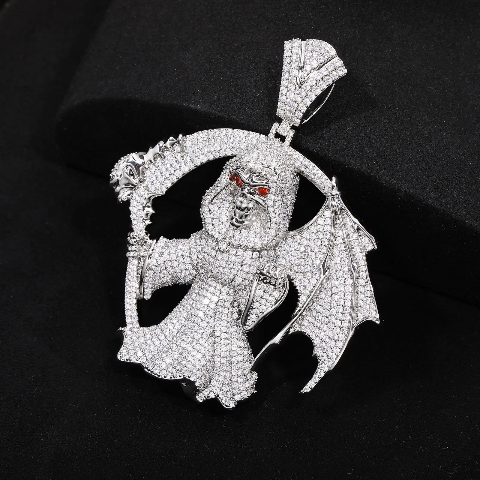 Hip Hop Rock Sickle Reaper Hip Hop Trend Pendant Full Diamond Zircon Versatile Personality Rap Men's Necklace Wholesale