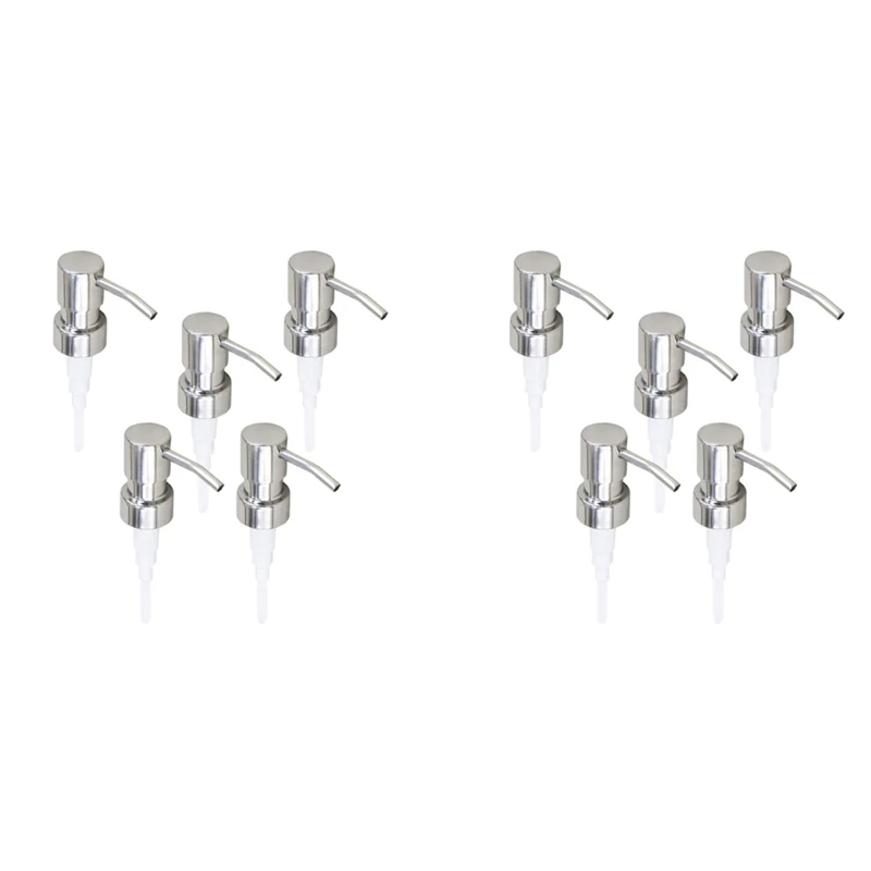 

10Pcs Stainless Steel Soap Pump Replacement 28 Teeth Metal Bottle Nozzles Lotion Dispenser Head