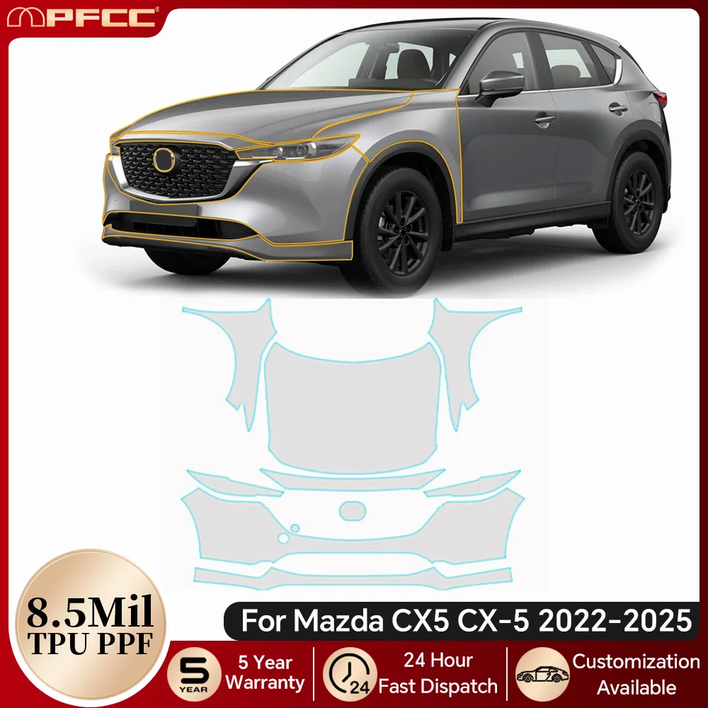 

For Mazda CX5 CX-5 2022-2025 8.5Mil TPU Paint Protection Film Car Body Pre-cut PPF Bra Anti-scratch Clear Kit Resistant Covers