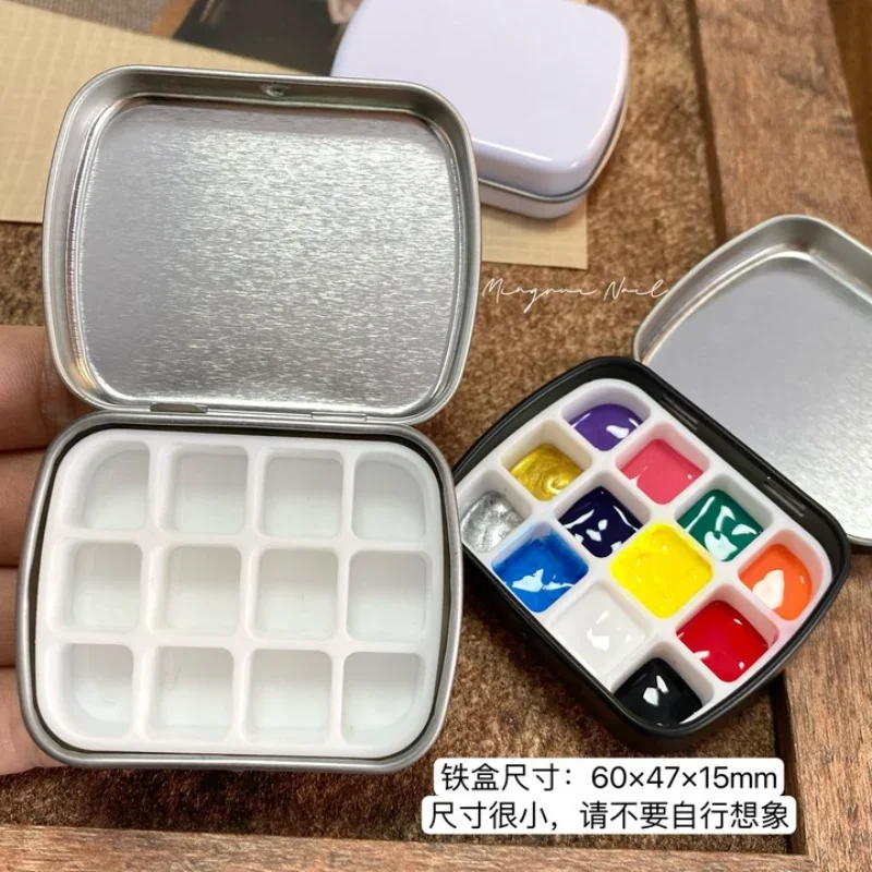 Portable12-grid Watercolor Box Empty Paint Palette Travel Painting Sketch Moisturizing Box Aquarela Paint Box Art Supplies