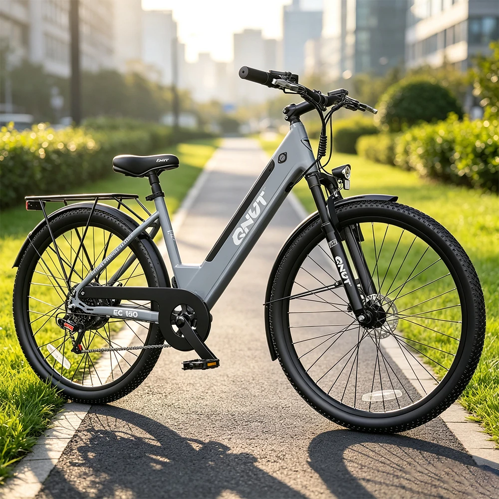 QNUT 26-inch fashionable E-Bike 1000W Brushless Motor 48V-10.4ah Lithium Battery Electric Moped 7 Speed Adult Electric Bicycle Max Speed 20MPH