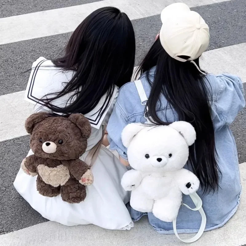 Cartoon Bear Backpack Large Capacity Cute Animal Plush Doll Bags Fashion Versatile Stuffed Travel Women Girl Bag Birthday Gift