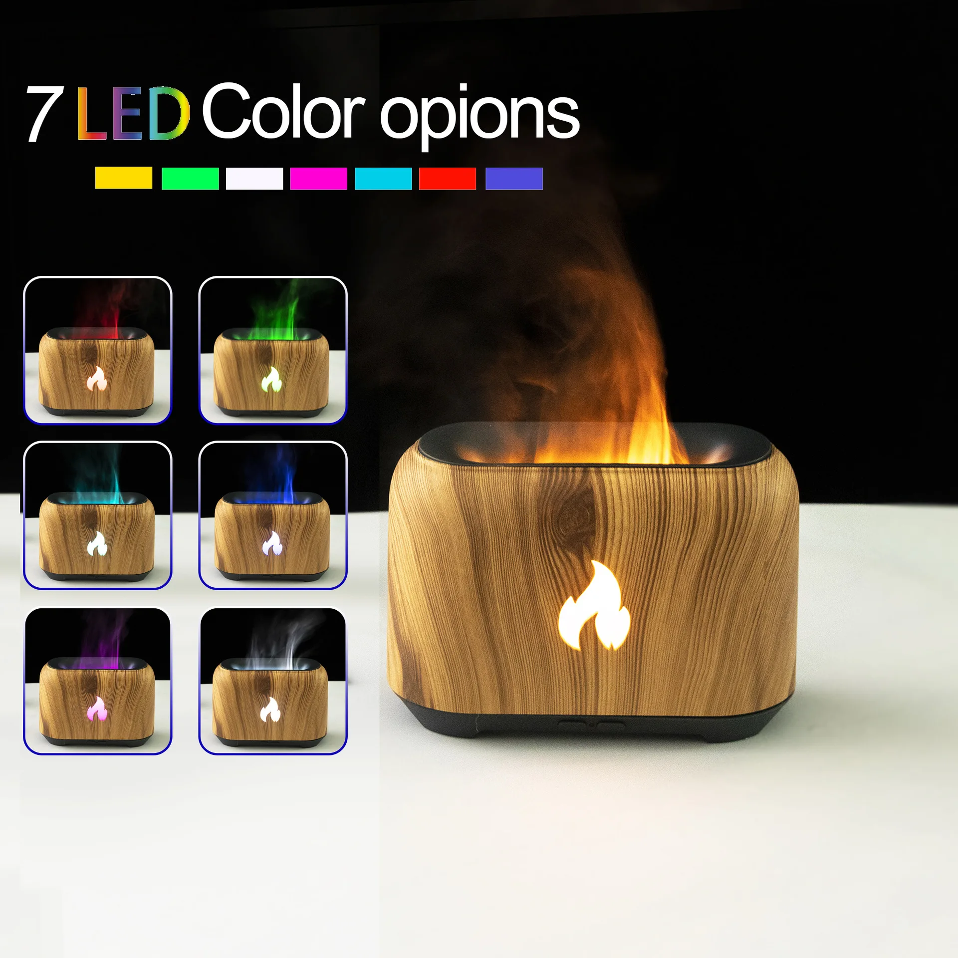 Aroma Diffuser USB Desktop Flame Aroma Diffuser Humidifier 7 Colors Simulation Light Aromatherapy Air Purifier for Bedroom