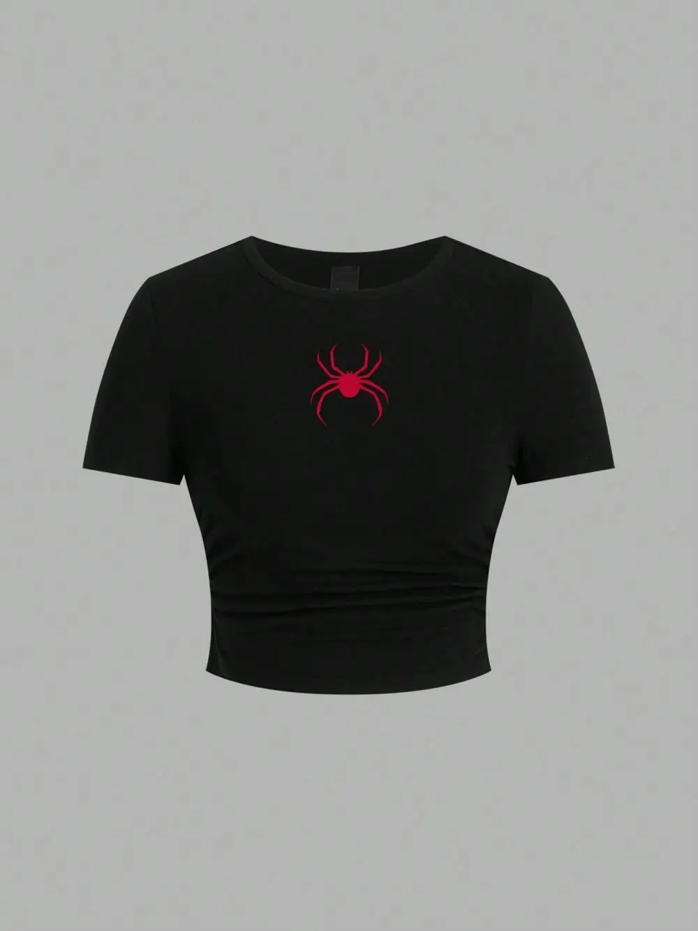 Simple Red Spider Printing Crop Tops Summer Street Fashion Women\'s Slim-fit T-Shirt Comfortable Soft High Elastic Female Clothes