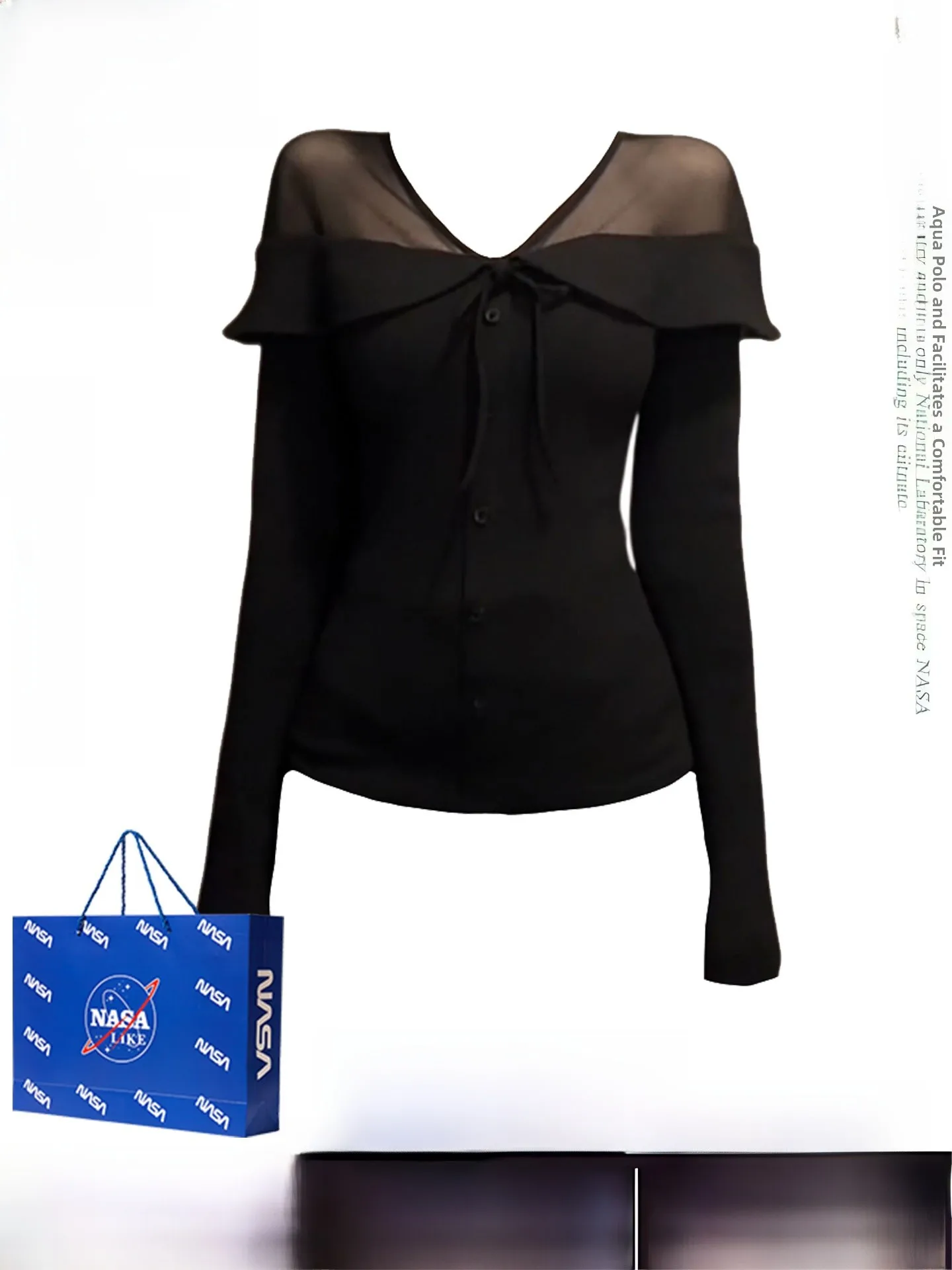 

Slim Fit Long Sve T-irt Women's Spring Autumn New Sle Pure Desire Me Splicing One oulder Top French Sle Casual Wear