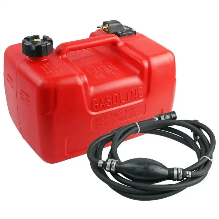

12L HDPE Marine Portable Fuel Tank with Hose & Gauge for Outboard Engines Yachts & Fishing Boats