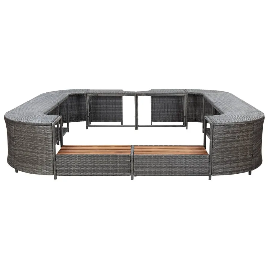 Square Spa Surround Grau 105,5x105,5 x 21,7 Poly Rattan