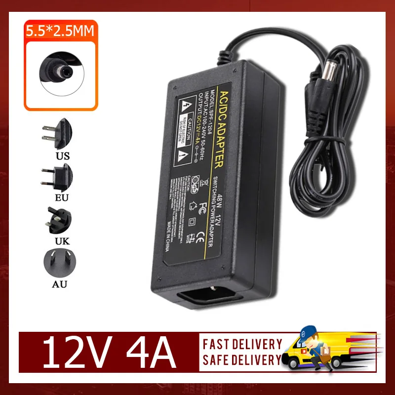 Adaptor AC 12V 4A Baru 5.5*2.5Mm untuk Pengganti Adaptor Daya Monitor LCD Lenovo