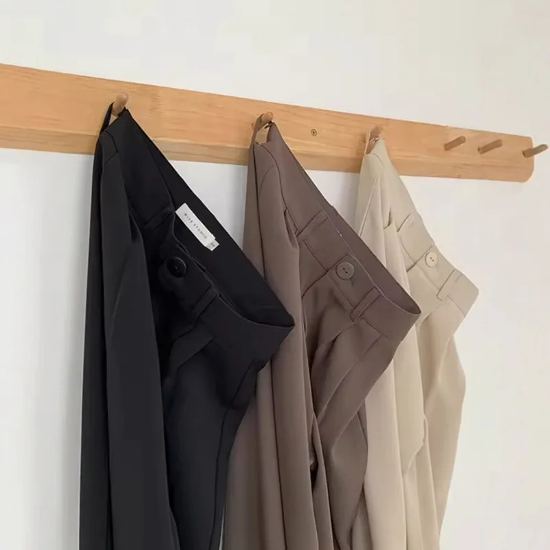 ارتفاع الخصر النساء البدلة السراويل الخريف مستقيم مكتب السيدات الكورية موضة بنطلون زر غير رسمي فضفاض الإناث السراويل السوداء جديد 2025 #3