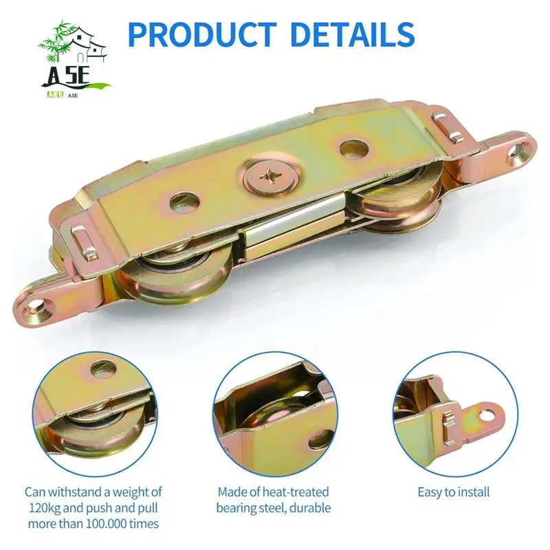 

A05E-Heavy-Duty Sliding Door Rollers,1-1/4 Inch Steel Ball Bearing, Adjustable Sides,2Pcs Set Door Roller For Courtyard Doors