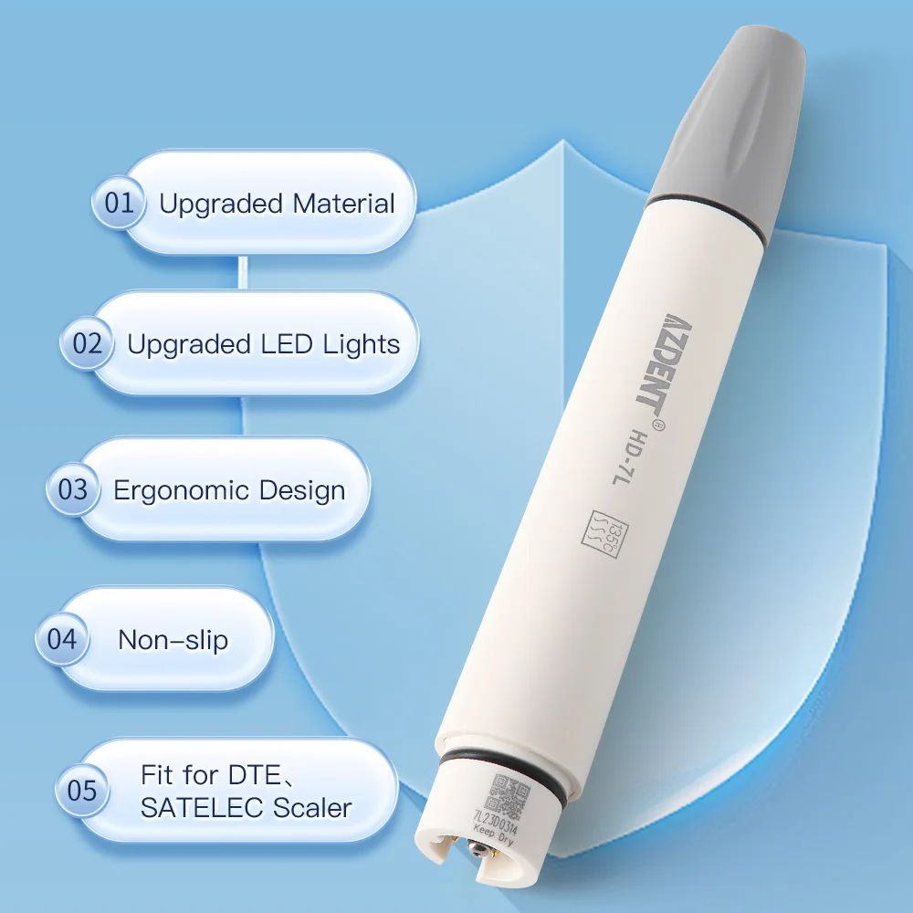 AZDENT New Dental LED Light Ultrasonic Piezo Scaler Handpiece Fit For SATELEC DTE 135℃ High Temperature Sterilization