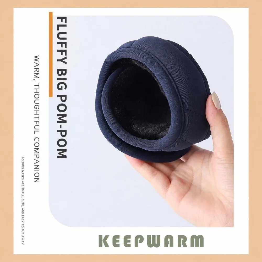 Thick Lined Winter Earmuffs Lightweight Fold Soft Windproof Ear Covers Collapsible Thermal Ear Protection For Cycling Commuting