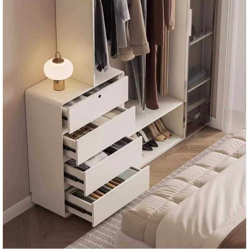 

Bedroom chest, coat rack integrated modern simplicity storage locker at the end of the wall, multi-functional full-length mirror