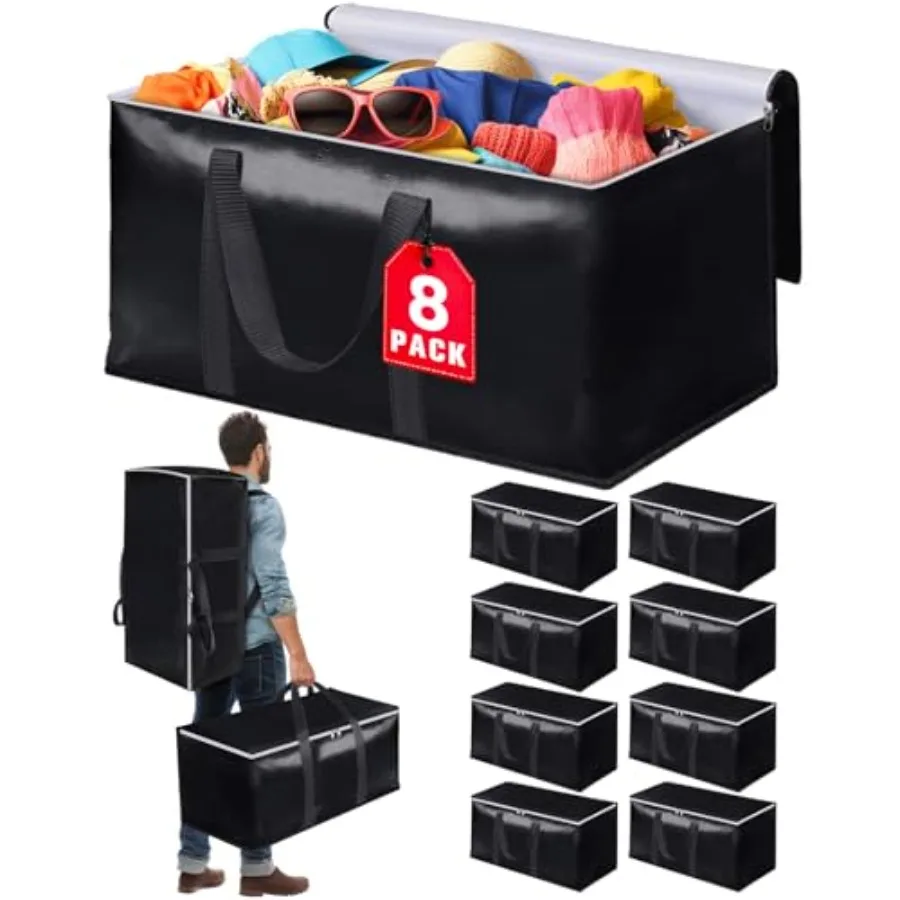 

Heavy-Duty and Extra Capacity Moving Bags with Backpack Straps, Storage Totes with Double Zipper and Strong Handles, Packing Ba