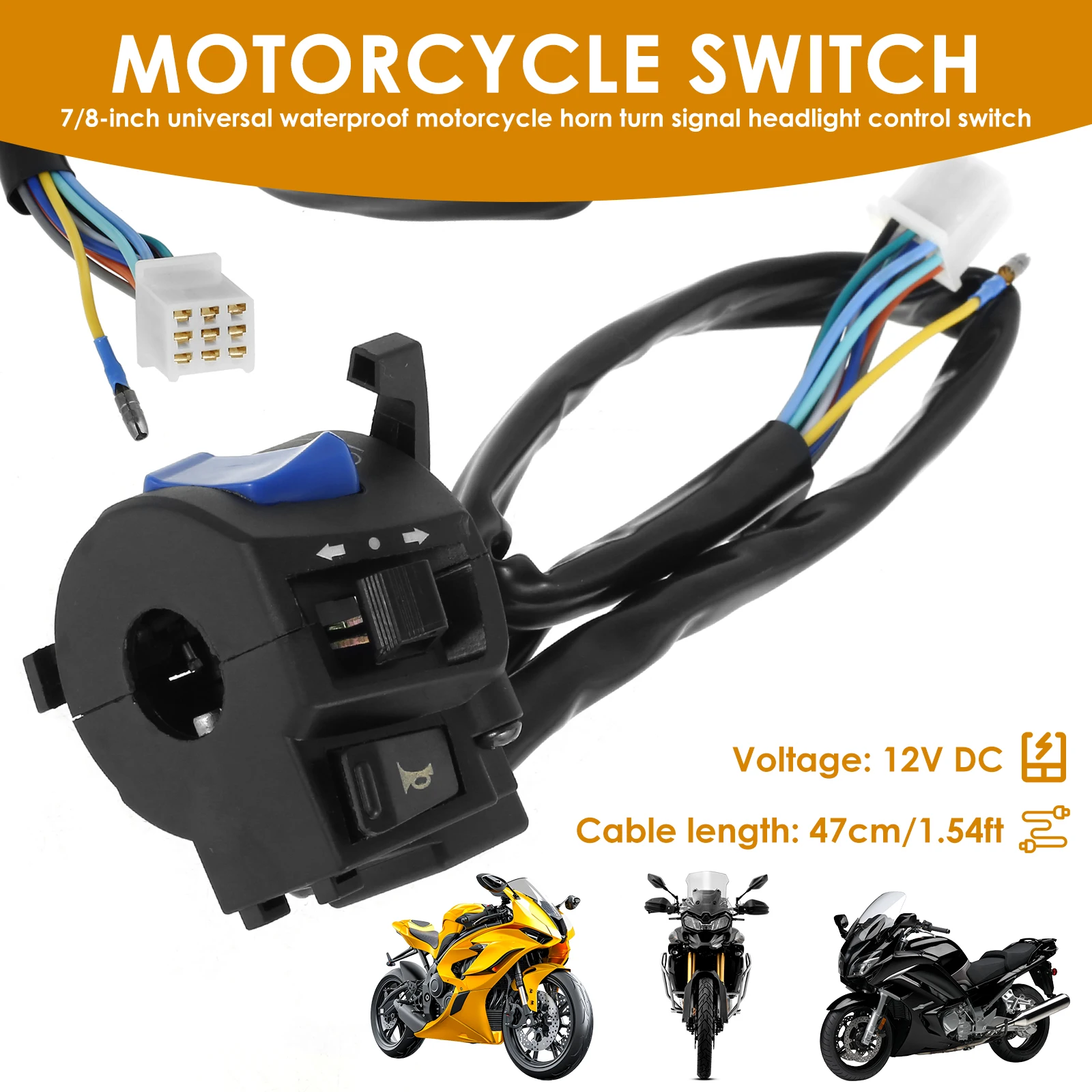 Motorcycle Handlebar Switch Control Waterproof Motorcycle Horn Turn Signal Headlight Electric Start Handlebar Controller Switch