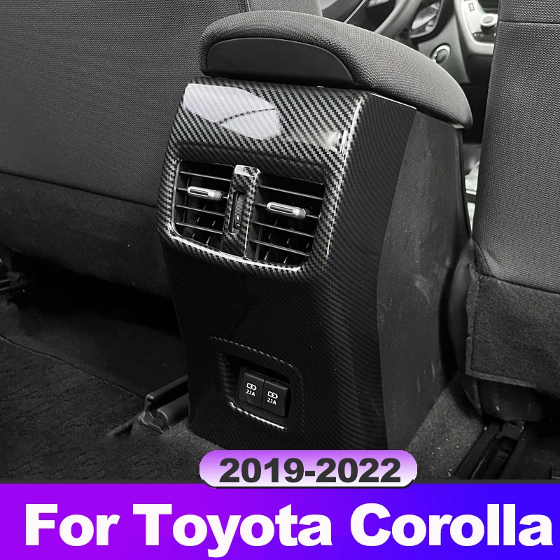 ABS Carbon Car Armrest Box Rear Air Vent Outlet Cover Case For Toyota Corolla 2019 2020 2021 2022 E210 Decoration Accessories